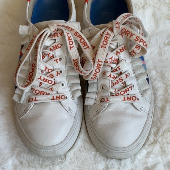 Tory Burch Ruffled Leather Sneakers - Picture 2 of 5